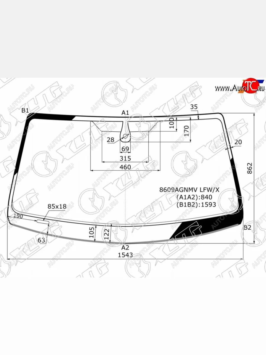 Стекло лобовое (датчик дождя, молдинг) XYG Volkswagen Amarok рестайлинг (2016-2022) (зеленое)  в Самаре Самарской области