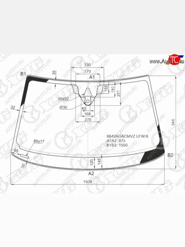 Стекло лобовое (камера, датчик дождя, молдинг) XYG (зеленое) Audi A7 4K лифтбэк дорестайлинг (2018-2023)