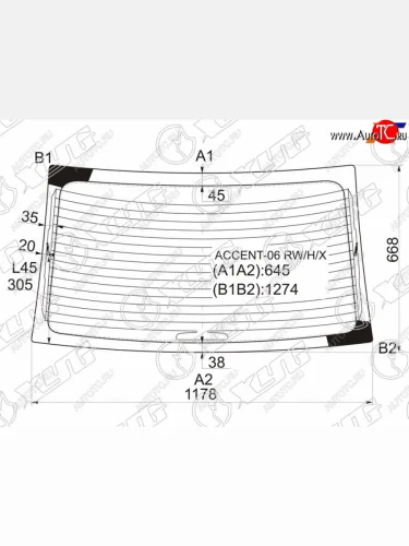 Стекло заднее (Цвет зеленый Обогрев) Hyundai Accent 06-11  Verna 06-09 XYG ACCENT-06 RW/H/X