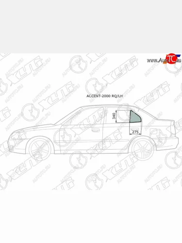Стекло форточки (уголок) задней левой двери HYUNDAI ACCENT (сборка Россия) 45D 00-12                XYG ACCENT-2000 RQ/LH