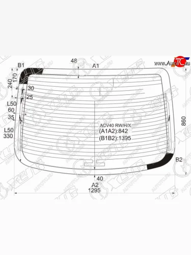 Стекло заднее (Цвет зеленый Обогрев Антенна) Toyota Camry (XV40) 06-11  Aurion 06-12  Camry UAE XYG ACV40 RW/H/X