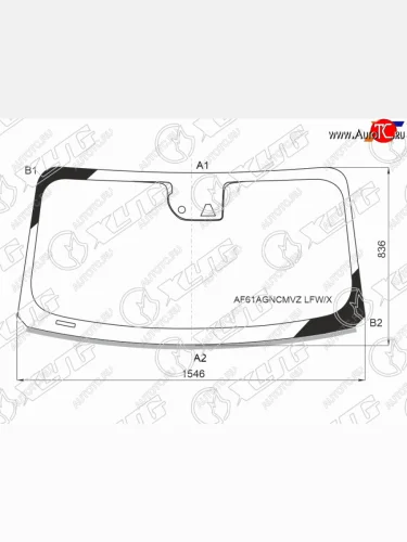 Стекло лобовое (камера, датчик дождя, молдинг) XYG (зеленое) Ford Mustang S550 купе рестайлинг (2017-2023)