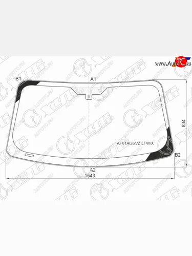 Стекло лобовое (молдинг) XYG (зеленое) Ford Mustang S550 купе рестайлинг (2017-2023)