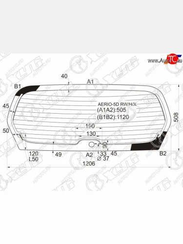 Стекло заднее (Цвет зеленый Обогрев) Suzuki Aerio 01-07  Liana 01-07 XYG AERIO-5D RW/H/X