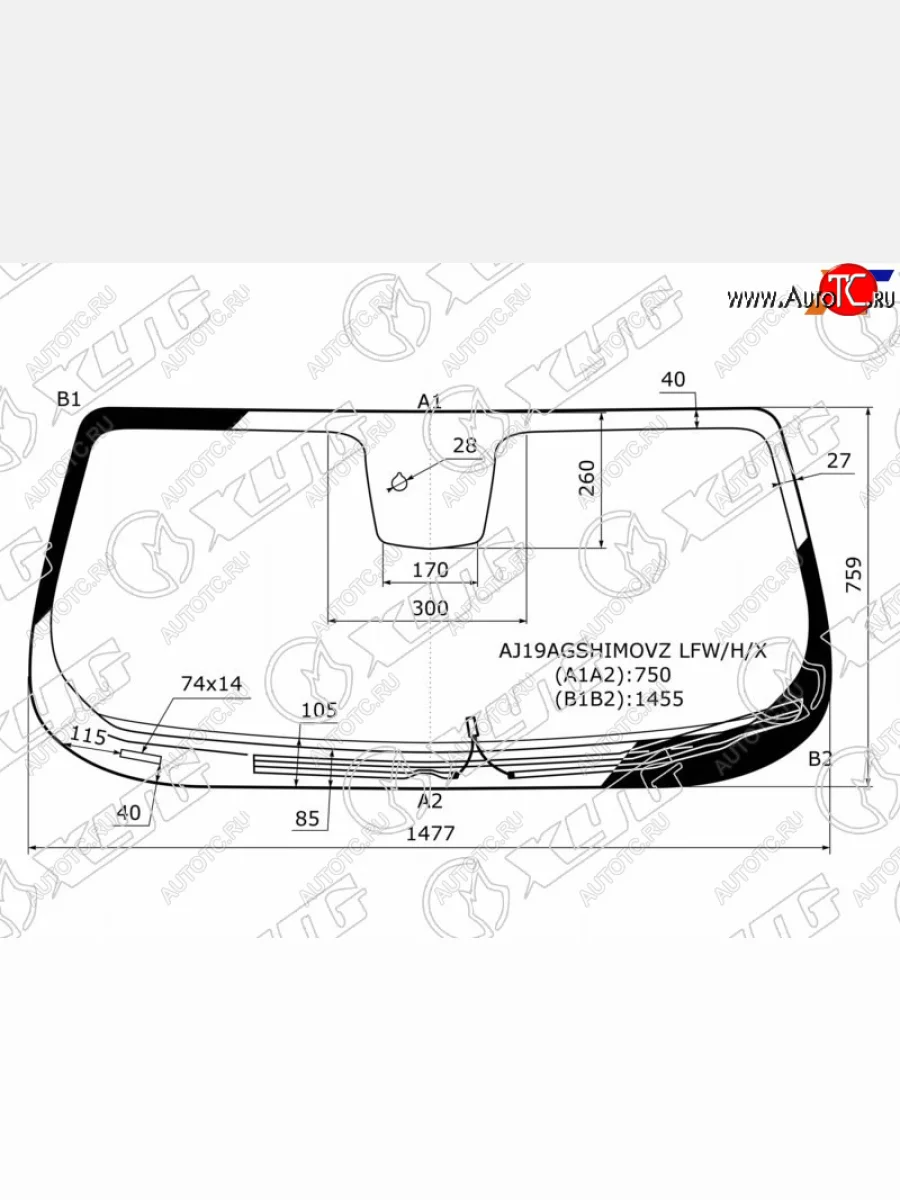 Стекло лобовое (обогрев щеток, датчик дождя, место под датчик запотевания) XYG Jeep Renegade 1 BU дорестайлинг (2014-2020) (зеленое)  в Керчи Республика Крым