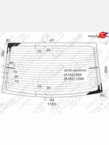 Стекло заднее (Цвет зеленый Обогрев 4D SED) Opel Astra 98-09  Chevrolet Viva 04-08 XYG ASTRA-98 RW/H/X