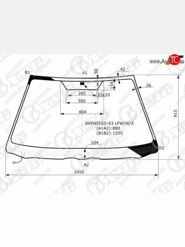 Стекло лобовое (Обогрев щеток) Toyota Avensis (T250) 03-08 XYG AVENSISII-03  LFW/W/X