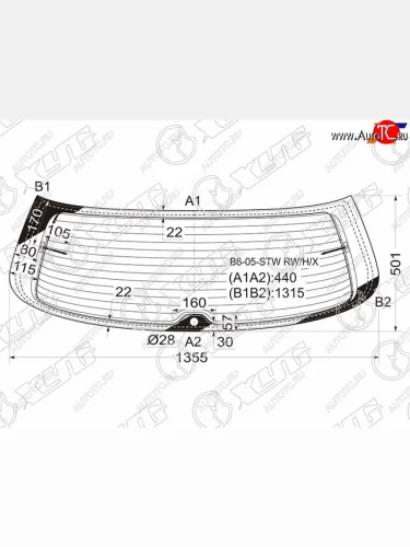 Стекло заднее с обогревом VOLKSWAGEN B6 5D WGN 05-10                                                 XYG B6-05-STW RW/H/X