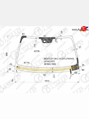 Стекло лобовое (Обогрев щеток Датчик дождя Молдинг) Bentley Flying Spur 05-13 XYG BENTLEY-05-L-VCSH LFW/H/X