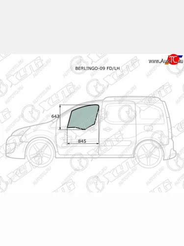 Стекло боковое опускное (Спереди Слева Цвет зеленый) Citroen Berlingo 08-22  Peugeot Partner 08-1 XYG BERLINGO-09 FD/LH