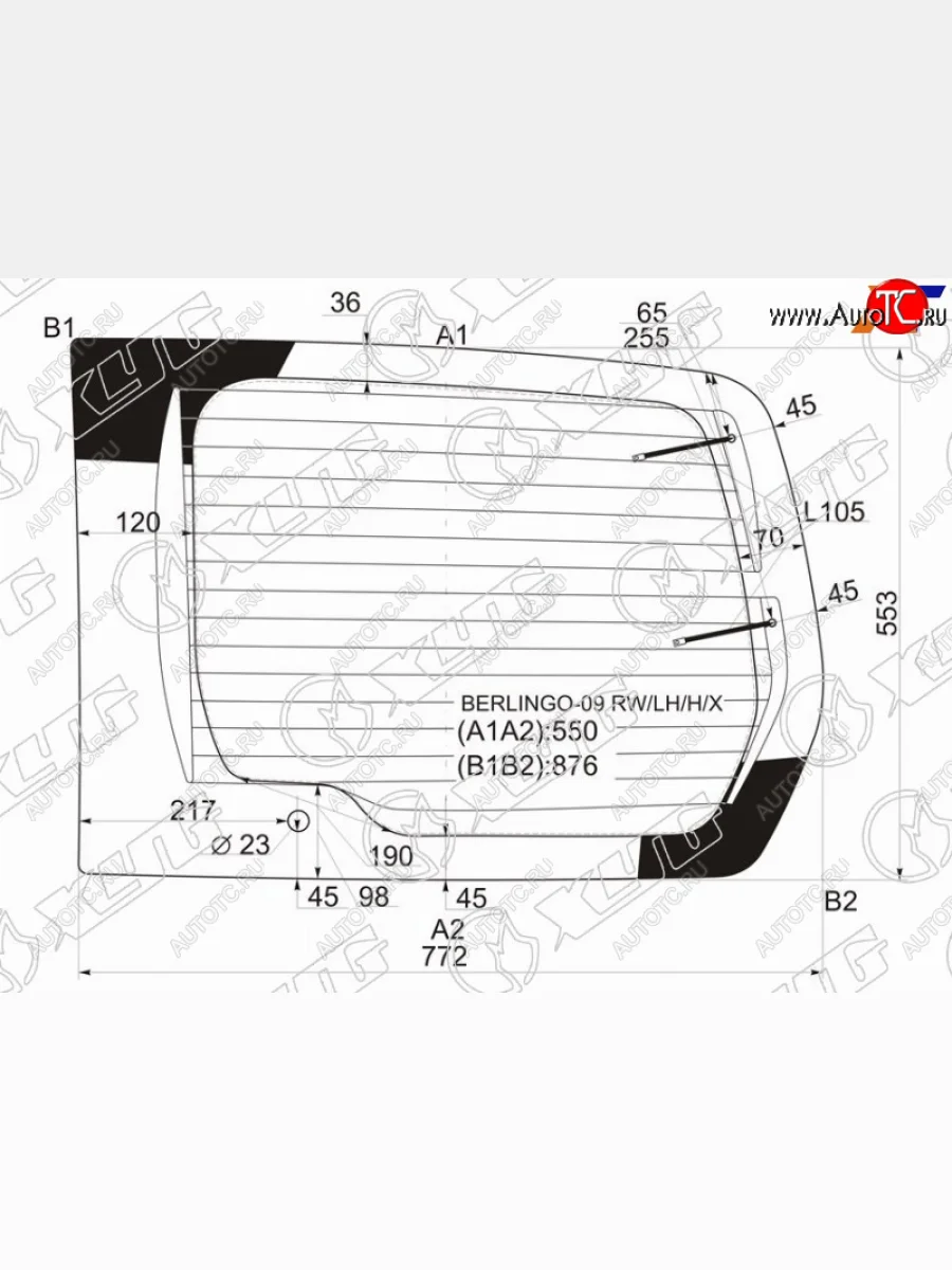 Стекло заднее (Цвет зеленый Обогрев) Citroen Berlingo 08-22  Peugeot Partner 08-15  Partner Origi XYG BERLINGO-09 RW/LH/H/X  в Воронеже Воронежской области
