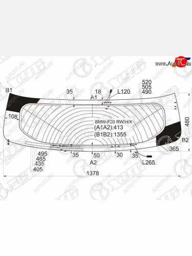 Стекло заднее (Цвет зеленый Обогрев Антенна 35D HBK) BMW 1-Series 11-19 XYG BMW-F20 RW/H/X