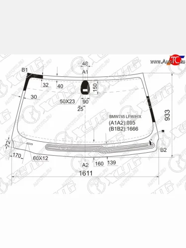 Стекло лобовое (Обогрев щеток Датчик дождя) BMW 7-Series 01-05 XYG BMW745 LFW/H/X