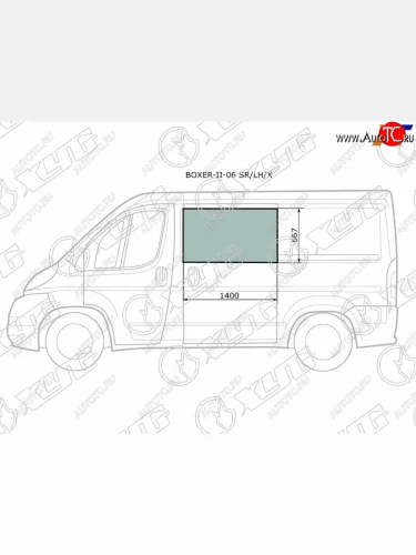 Стекло кузова боковое (не опускное) (Слева Цвет зеленый) Peugeot Boxer 06-  Citroen Jumper 06-  F XYG BOXER-II-06 SR/LH/X