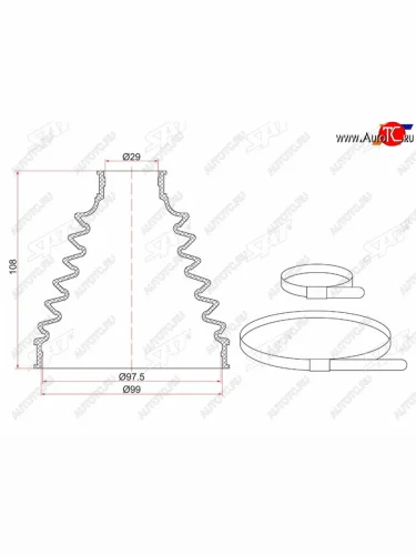 Пыльник шруса внутренний FR LAND CRUISER 200 07-  (2 хомута. резина) SAT C-1782