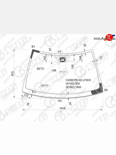 Стекло лобовое (Датчик дождя Молдинг) Mercedes-Benz CLK-Class 02-10 XYG C209CPE-02 LFW/X