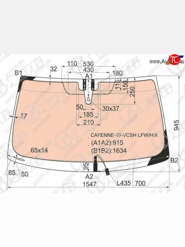 Стекло лобовое (Обогрев полный Датчик дождя Молдинг) Porsche Cayenne 10-18                         XYG CAYENNE-10-VCSH LFW/H/X