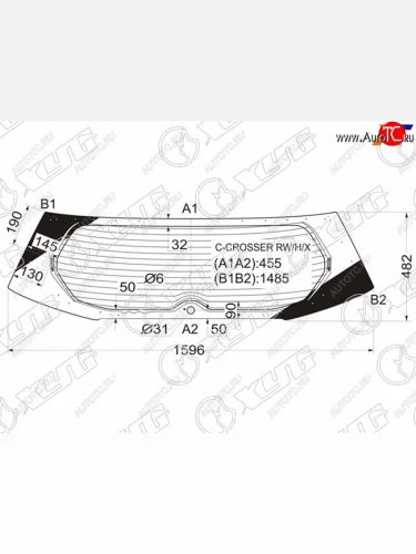 Стекло заднее (Цвет зеленый Обогрев) Citroen C-Crosser 07-12  Peugeot 4007 07-14 XYG C-CROSSER RW/H/X