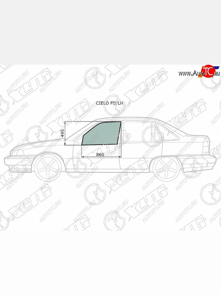 Стекло боковое опускное (Спереди Слева Цвет зеленый) Daewoo Nexia 94-16 XYG CIELO FD/LH  в Воронеже Воронежской области
