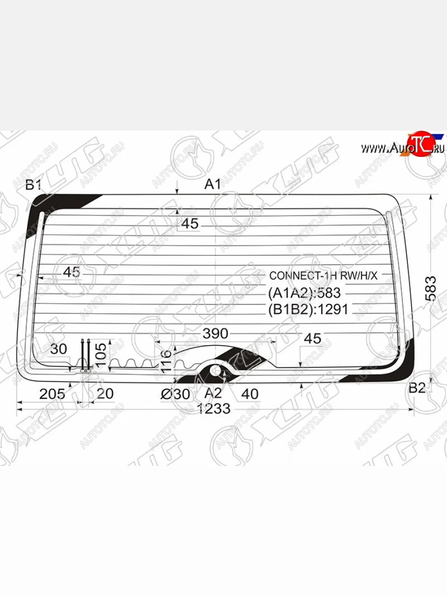 Стекло заднее (Цвет зеленый Обогрев) Ford Tourneo Connect 02-13 XYG CONNECT-1H RW/H/X  в Воронеже Воронежской области