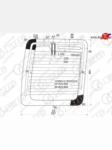 Стекло заднее (Цвет зеленый Обогрев) Opel Combo 01-11 XYG COMBO-01 RW/RH/H/X