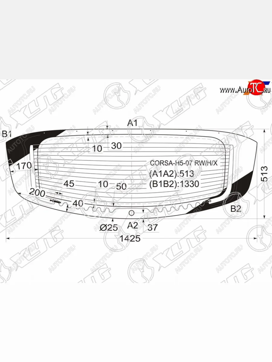 Стекло заднее (Цвет зеленый Обогрев 5D HBK) Opel Corsa 06-14 XYG CORSA-H5-07 RW/H/X  в Керчи Республика Крым