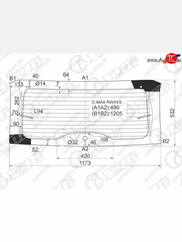 Стекло заднее (Цвет зеленый Обогрев) Ford C-MAX 03-10 XYG C-MAX RW/H/X