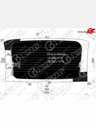 Стекло заднее (Затемненное Обогрев) Toyota Funcargo 99-05  Yaris Verso 99-06 XYG CP10-D RW/H/X