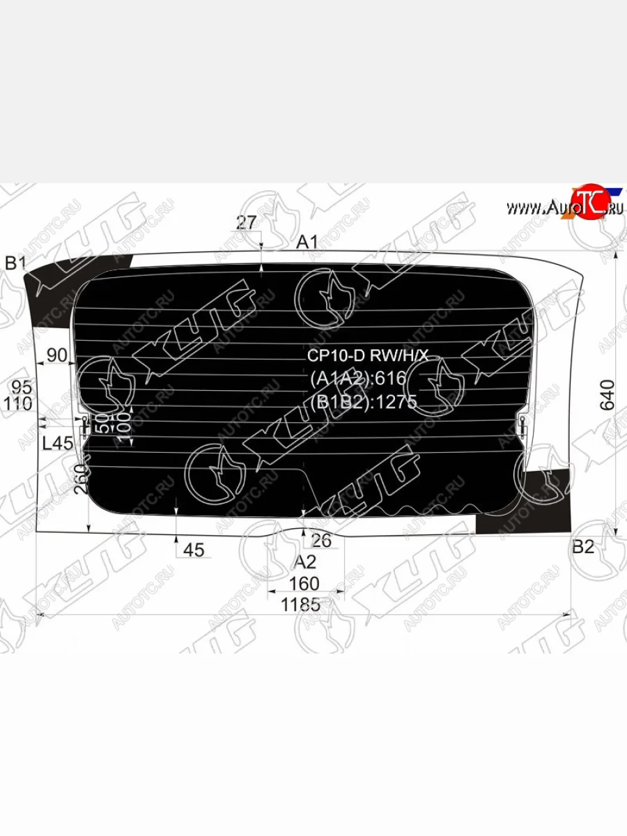 Стекло заднее (Затемненное Обогрев) Toyota Funcargo 99-05  Yaris Verso 99-06 XYG CP10-D RW/H/X  в Керчи Республика Крым
