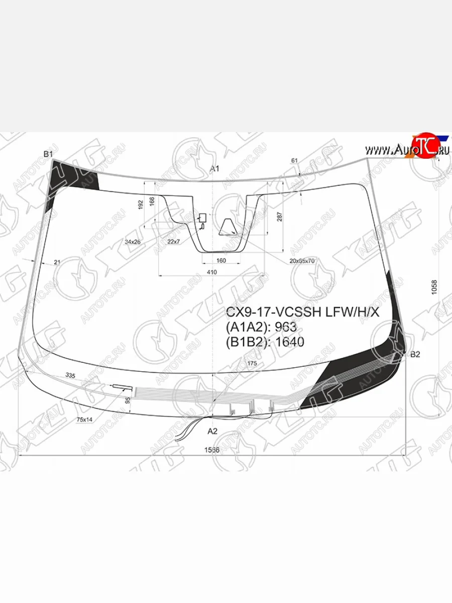 Стекло лобовое (обогрев щеток, камера, датчик дождя, молдинг) XYG Mazda CX-9 TC дорестайлинг (2015-2025) (зеленое)  в Керчи Республика Крым