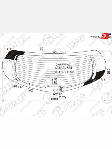 Стекло заднее (Цвет зеленый Обогрев) Mazda CX-5 11-17 XYG CX5 RW/H/X