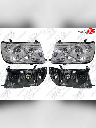 Фара Toyota Land Cruiser (J100) 98-05 (Галоген Комплект Ручная регулировка) DEPO D12-1103P-LD-E1