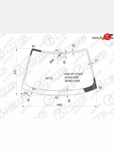 Стекло лобовое (3D) BMW 3-Series 98-06 XYG E46-VP LFW/X