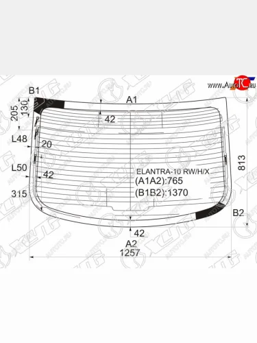 Стекло заднее (Цвет зеленый Обогрев Антенна) Hyundai Elantra 10-16  Avante 10-15 XYG ELANTRA-10 RW/H/X