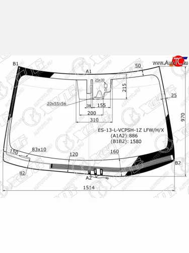Стекло лобовое (Обогрев щеток Камера Датчик дождя) Lexus ES 12-15 XYG ES-13-L-VCPSH-1Z LFW/H/X