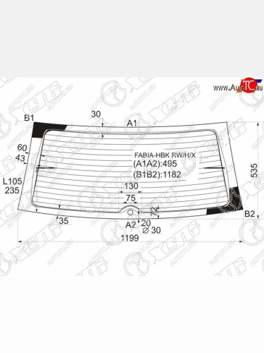 Стекло заднее (Цвет зеленый Обогрев 5D HBK) Skoda Fabia 99-08 XYG FABIA-HBK RW/H/X