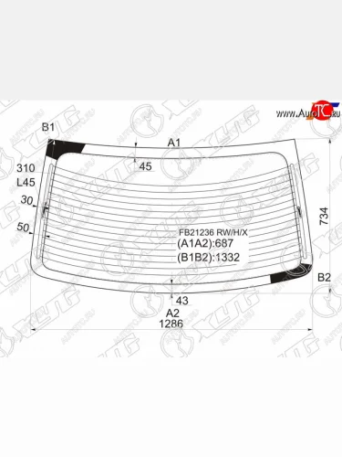 Стекло заднее (Цвет зеленый Обогрев) Hyundai Elantra 00-09  Avante 00-06 XYG FB21236 RW/H/X