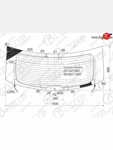 Стекло заднее (Цвет зеленый Обогрев Антенна) Mazda CX-9 07-15 XYG FB23457 RW/H/X
