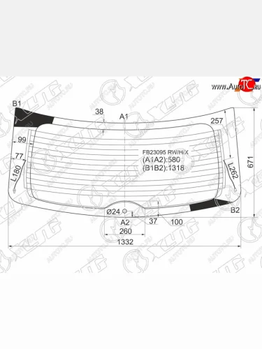 Стекло заднее (Цвет зеленый Обогрев) Mazda CX-7 06-12 XYG FB23095 RW/H/X