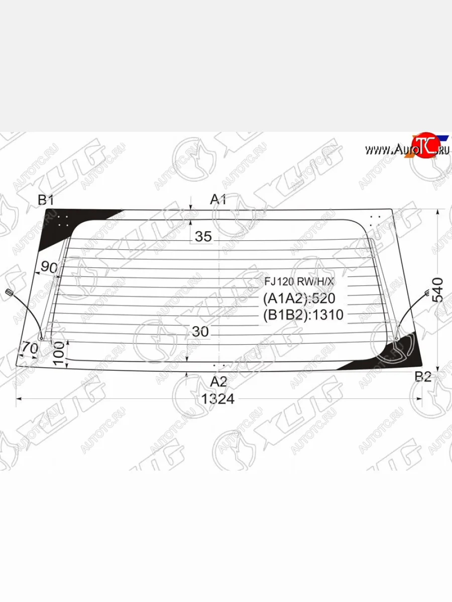 Стекло заднее (Цвет зеленый Обогрев) Toyota Land Cruiser Prado (J120) 02-09 XYG FJ120 RW/H/X  в Воронеже Воронежской области