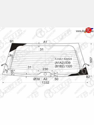 Стекло заднее (Цвет зеленый Обогрев) Toyota Land Cruiser Prado (J120) 02-09  Lexus GX 02-09 XYG FJ120-1 RW/H/X