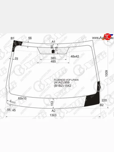 Стекло лобовое Renault Fluence 09-17  Megane 08-16 XYG FLUENCE-VCP LFW/X