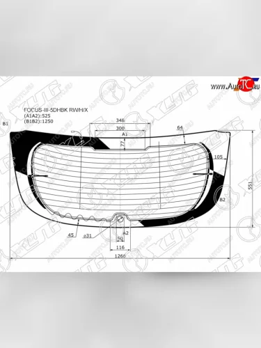 Стекло заднее (Цвет зеленый Обогрев Антенна) Ford Focus 10-15 XYG FOCUS-III-5DHBK RW/H/X