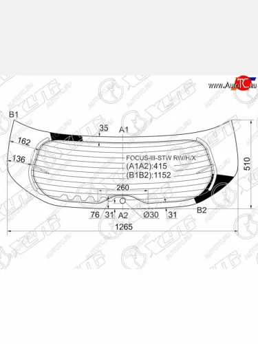 Стекло заднее (Цвет зеленый Обогрев) Ford Focus 10-19 XYG FOCUS-III-STW RW/H/X