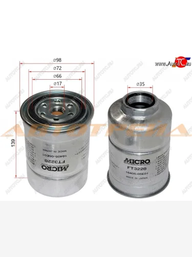 Фильтр топливный NISSAN WINGROADAD 99-03 ALMERA CD20, YD22DDTELGRAND- дизель MICRO FT3228