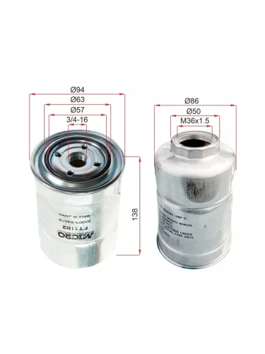 Фильтр топливный TOYOTA LAND CRUISER  90-PRADO 90120 96-DYNA TOYOACE 83- DIESEL                   MICRO FT1182