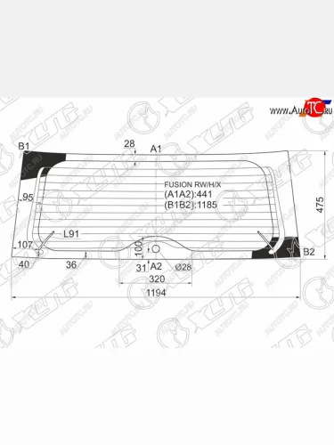 Стекло заднее (Цвет зеленый Обогрев) Ford Fusion 02-12 XYG FUSION RW/H/X