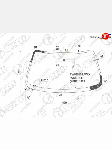 Стекло лобовое (Сборка США) Mazda 626 87-02  Capella 97-02 XYG FW02066 LFW/X