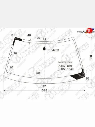 Стекло лобовое SUBARU FORESTER 97-02 XYG FW02058 LFW/X
