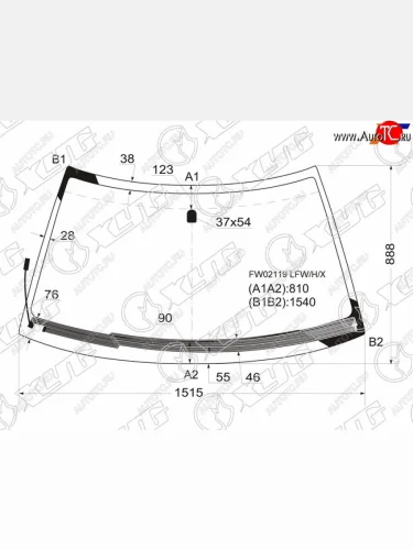 Стекло лобовое (Обогрев щеток) Subaru Forester 97-02 XYG FW02119 LFW/H/X